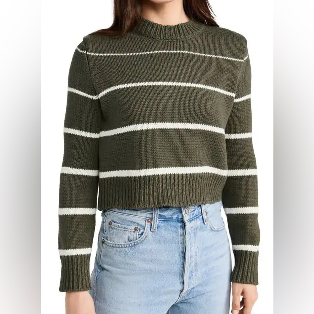 NWT Z Supply Milan Stripe Sweater Grape Leaf Green Small